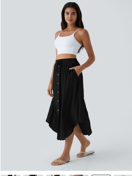 HALARA Dresses & Skirts - Halara Women's High Waisted Drawstring Pocket Flowy Midi Casual Skirt